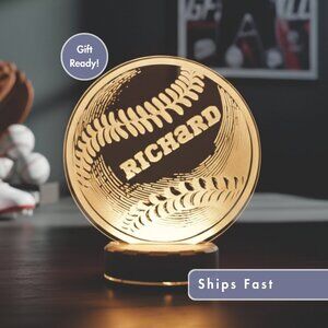 Personalized Baseball LED Night Light for Sports Fans